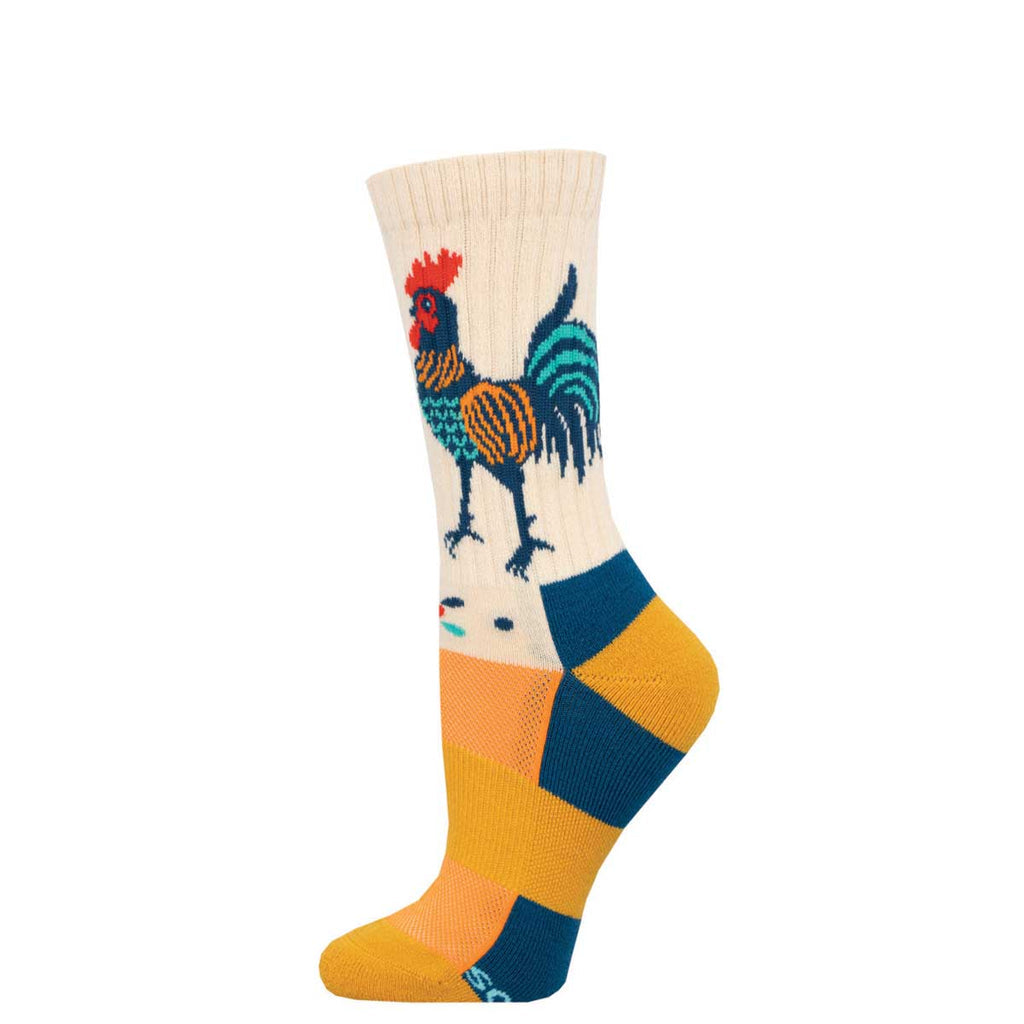 Folk Art Rooster Socks in Merino Wool